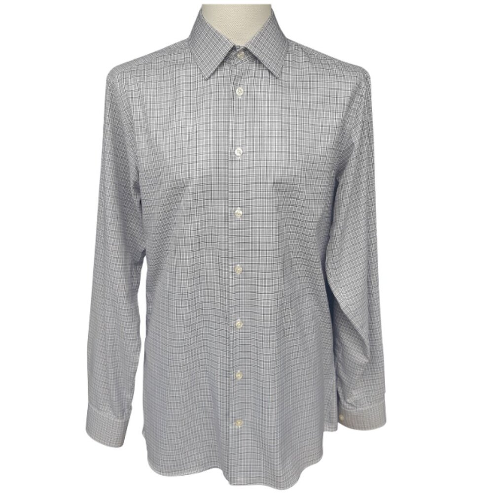 Jones New York SZ 15.5 Modern Fit Button Up Men's Plaid Shirt Non Iron